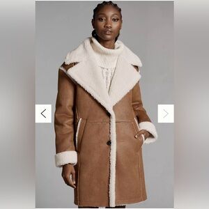 Women's Tan and White Shearling Coat